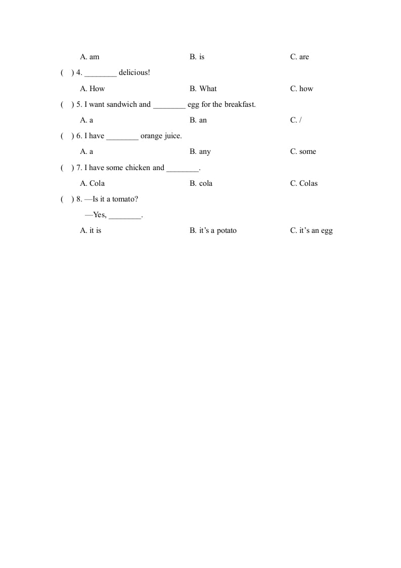 图片[2]-三年级英语上册Unit3_Lesson3课时训练（人教版一起点）-简单街-jiandanjie.com