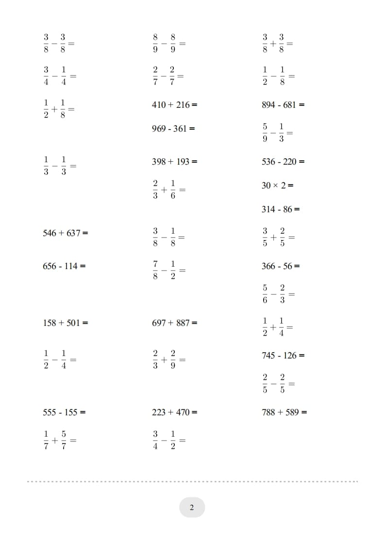 图片[2]-三年级数学上册口算题(【总复习】)1000题（人教版）-简单街-jiandanjie.com