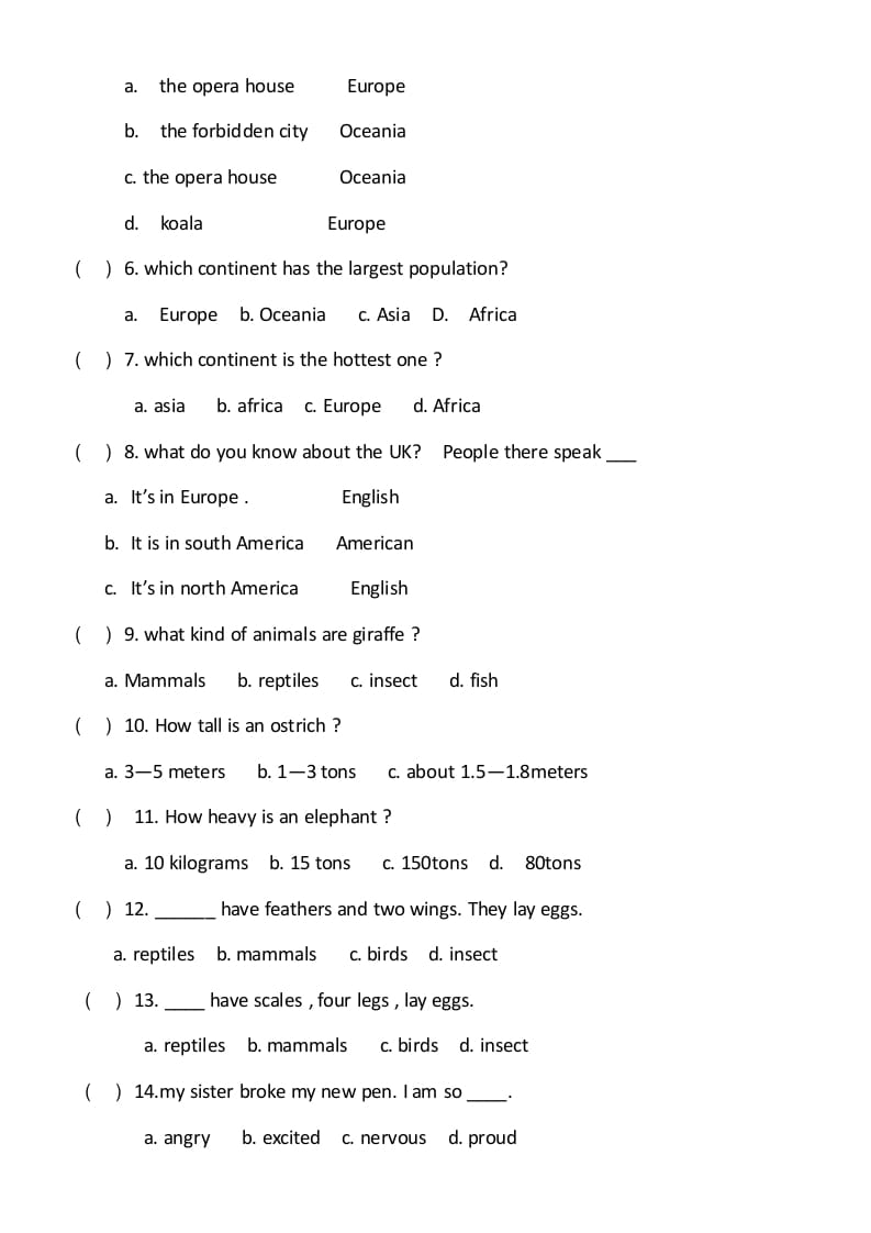 图片[2]-六年级英语上册期末试卷4（人教版一起点）-简单街-jiandanjie.com