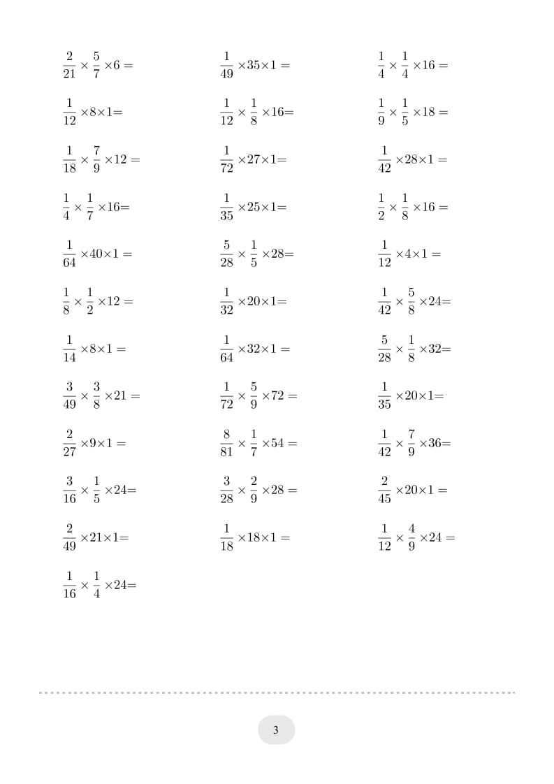 图片[3]-六年级数学上册▲口算题（分数与整数连乘）连打版（人教版）-简单街-jiandanjie.com