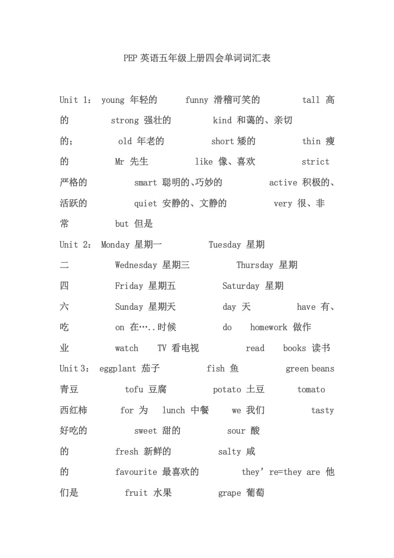 图片[1]-五年级英语上册PEP小学英语五年级上册复习要点提纲（人教版PEP）-简单街-jiandanjie.com