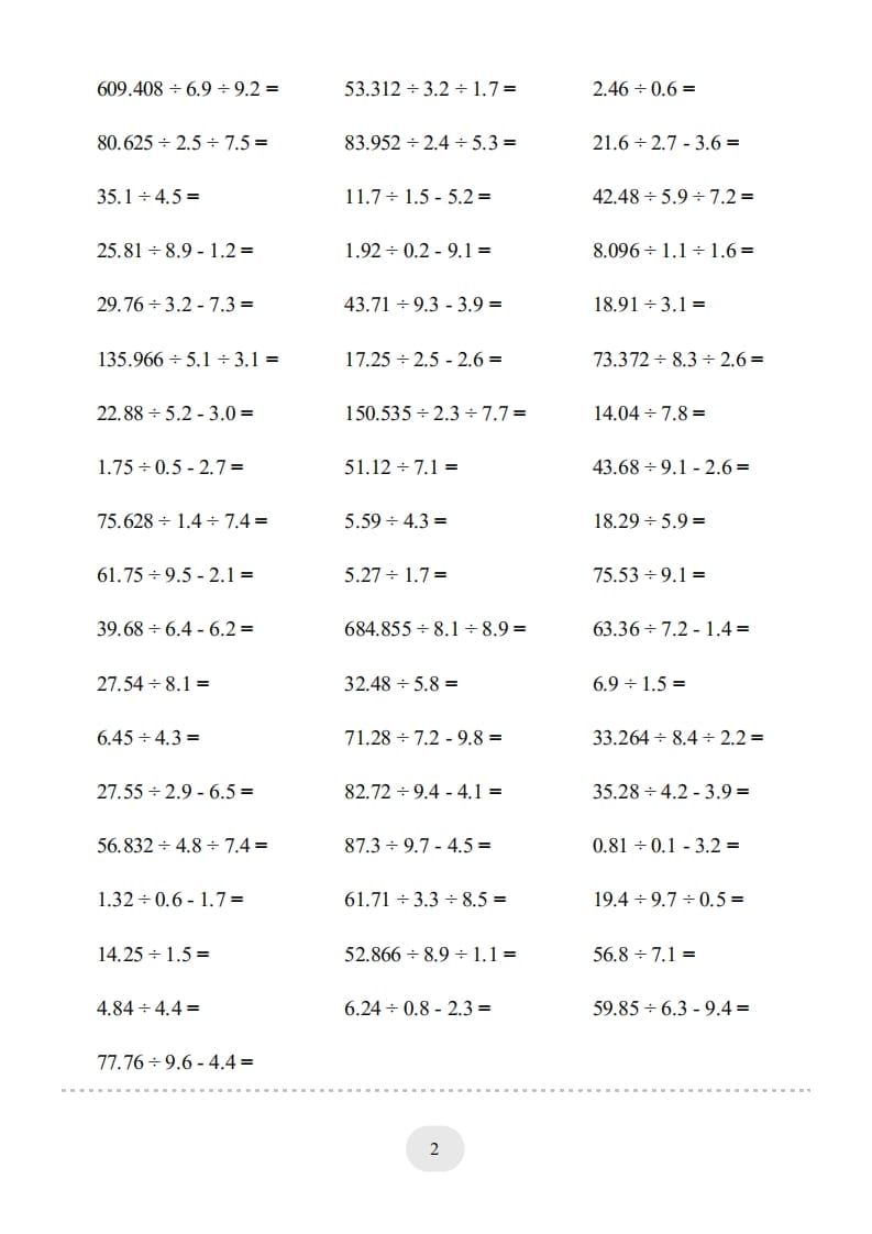 图片[2]-五年级数学上册▲口算题（小数除法）连打版（人教版）-简单街-jiandanjie.com