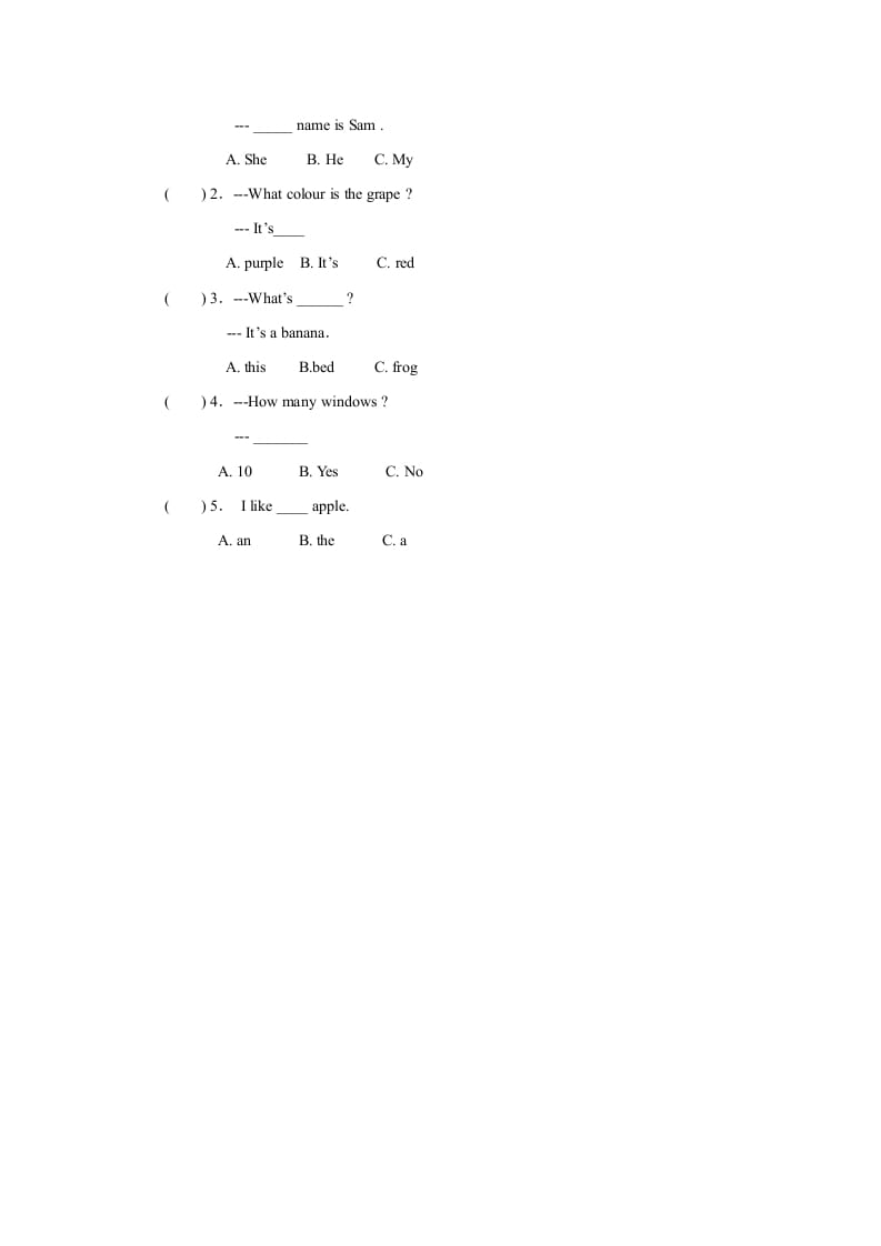 图片[2]-一年级英语上册Unit6习题(6)（人教一起点）-简单街-jiandanjie.com