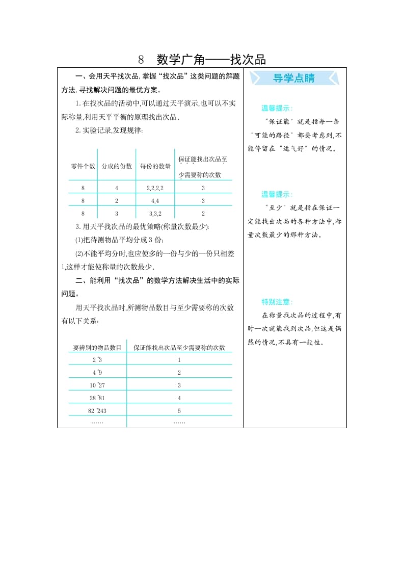 图片[1]-五年级数学下册8广角–找次品-简单街-jiandanjie.com