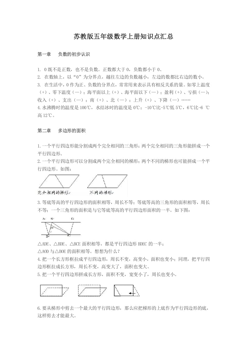 图片[1]-五年级数学上册知识点汇总苏教版（苏教版）-简单街-jiandanjie.com