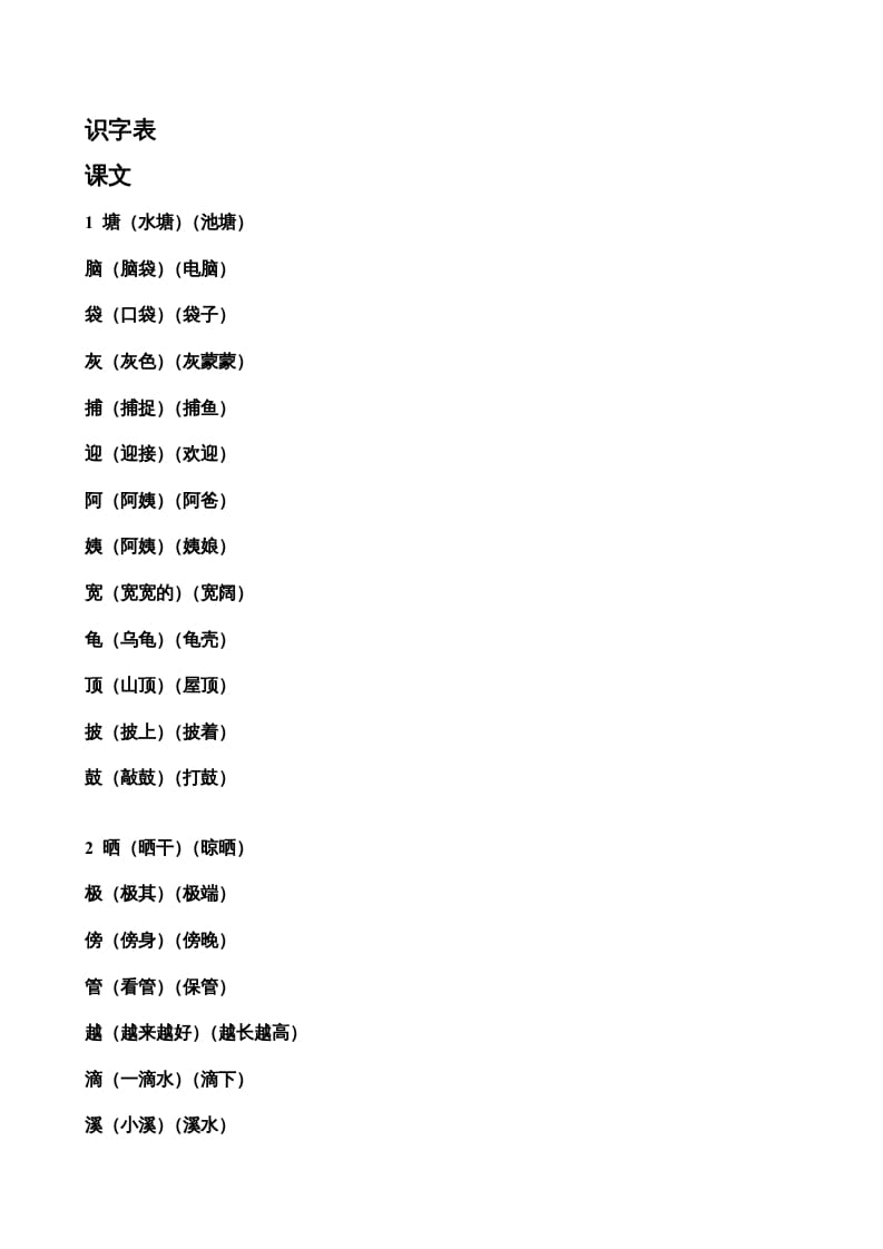 图片[1]-二年级语文上册生字表组词（部编）-简单街-jiandanjie.com