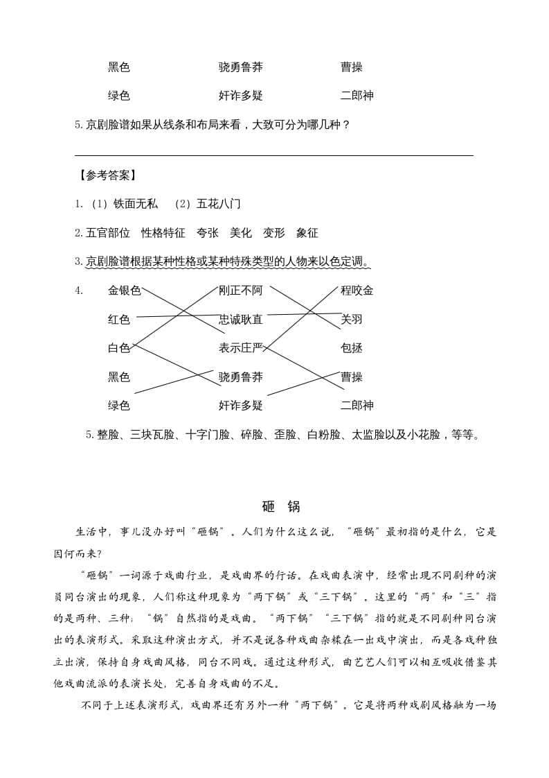 图片[2]-六年级语文上册类文阅读23京剧趣谈（部编版）-简单街-jiandanjie.com