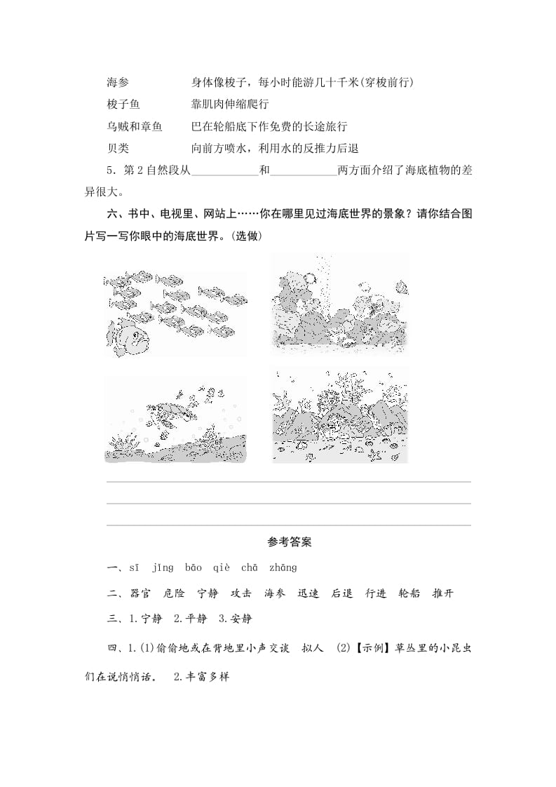 图片[3]-三年级语文下册23海底世界-简单街-jiandanjie.com