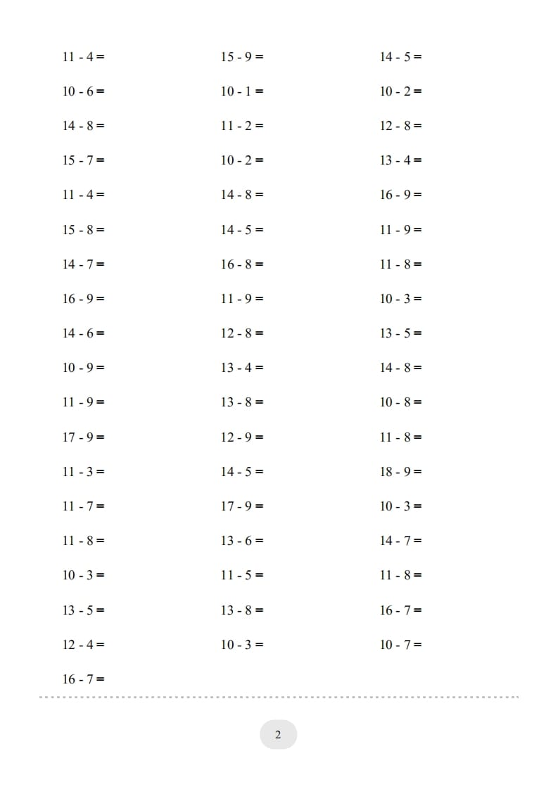 图片[2]-一年级数学上册（20以内的退位减法）1500题（人教版）-简单街-jiandanjie.com