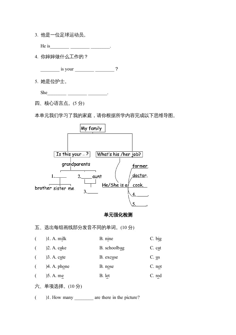 图片[2]-四年级英语上册Unit6单元知识梳理卷（人教PEP）-简单街-jiandanjie.com