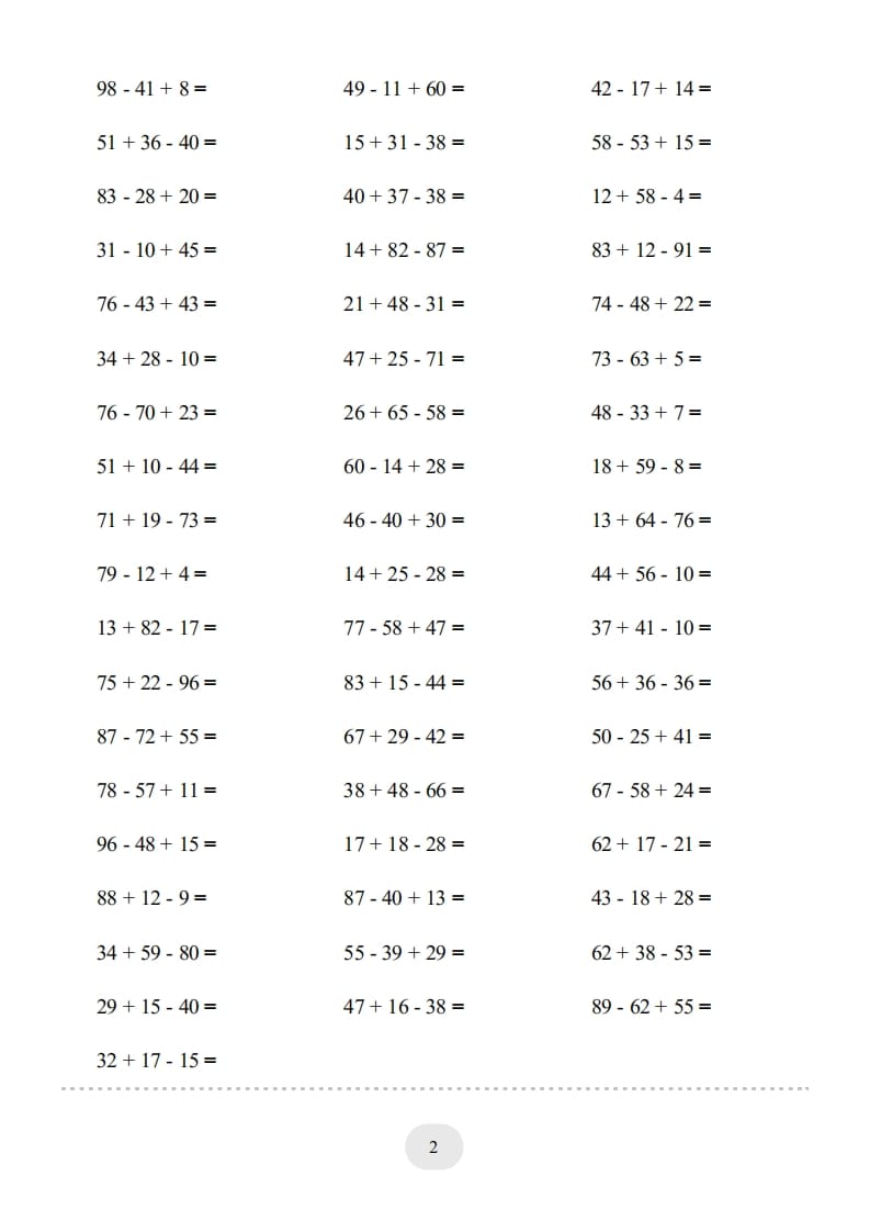 图片[2]-二年级数学上册口算题(加减混合)1000题（人教版）-简单街-jiandanjie.com