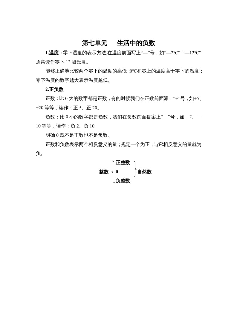 图片[1]-四年级数学上册第七单元生活中的负数（北师大版）-简单街-jiandanjie.com