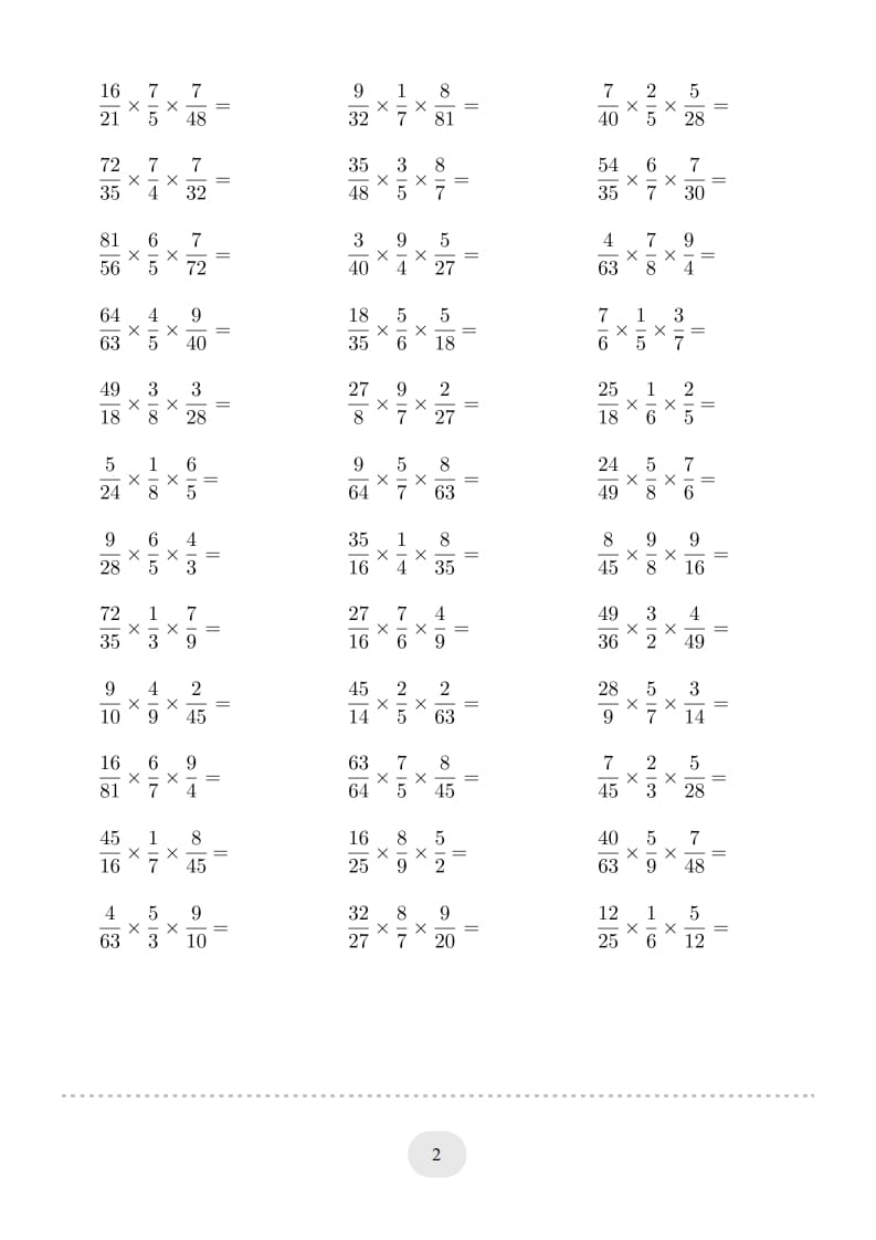 图片[2]-六年级数学上册▲口算题（分数连乘）连打版（人教版）-简单街-jiandanjie.com