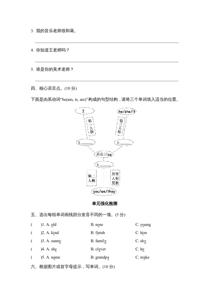 图片[2]-五年级英语上册Unit1单元知识梳理卷（人教版PEP）-简单街-jiandanjie.com