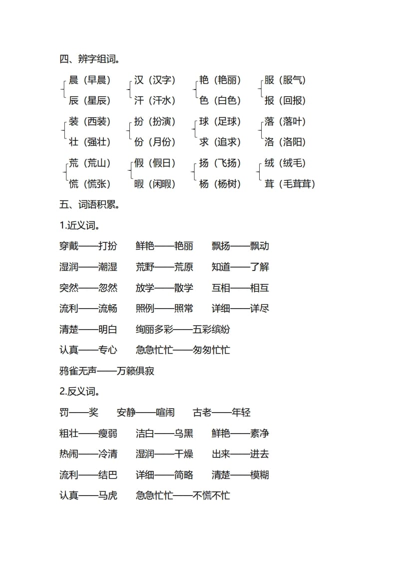 图片[3]-三年级语文上册第一单元知识要点归纳（部编版）-简单街-jiandanjie.com