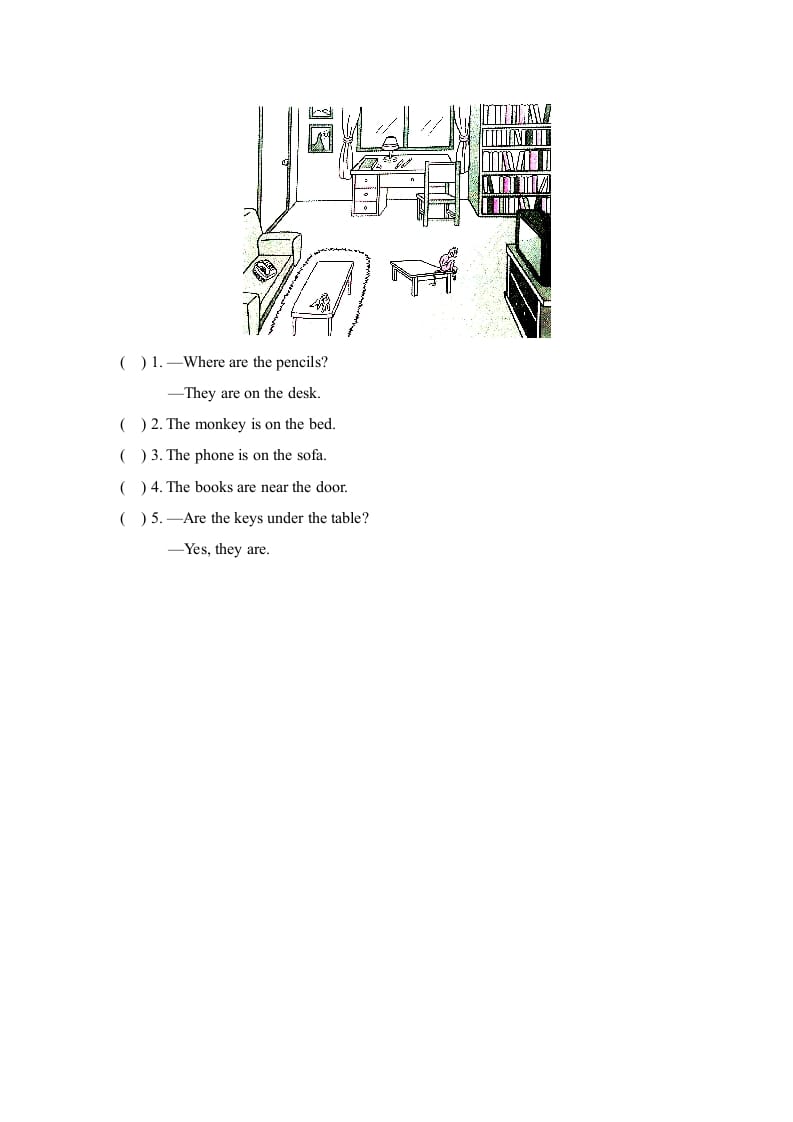 图片[3]-三年级英语上册Unit4_B_阶段训练（人教版一起点）-简单街-jiandanjie.com