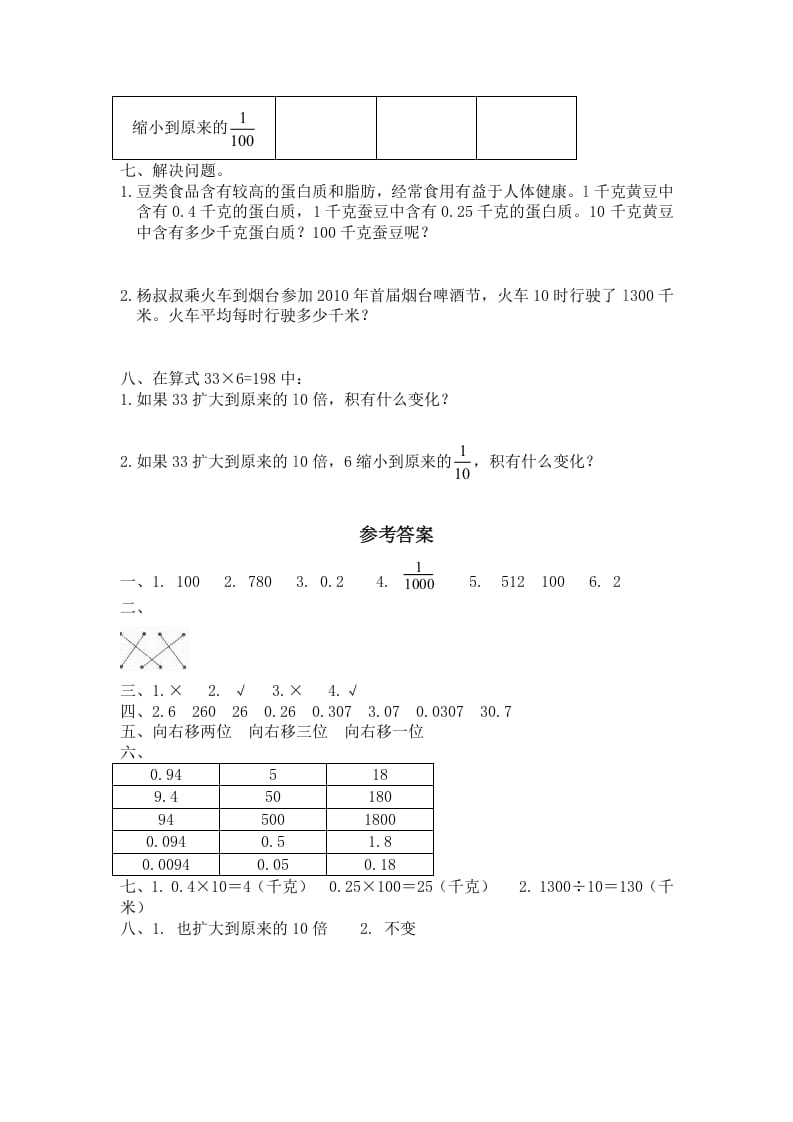 图片[2]-四年级数学下册北师大版小学第三单元《小数乘法——小数点搬家》同步检测3（附答案）-简单街-jiandanjie.com