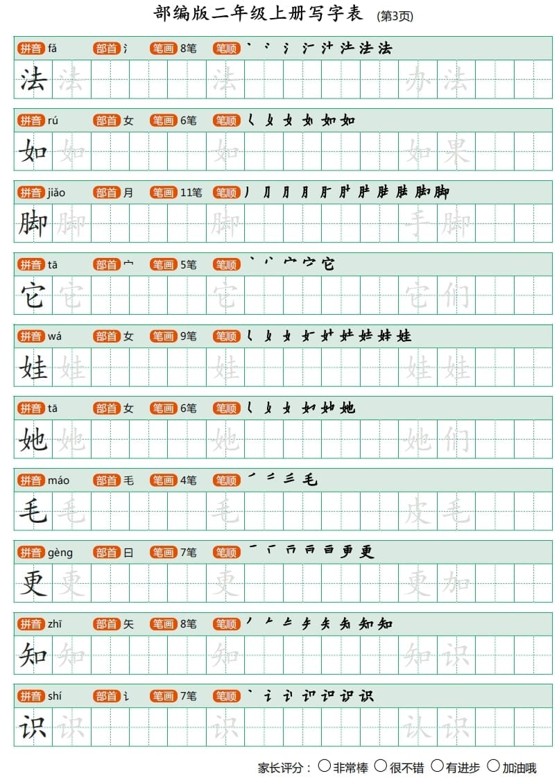 图片[3]-二年级语文上册写字表（25页）PDF（部编）-简单街-jiandanjie.com