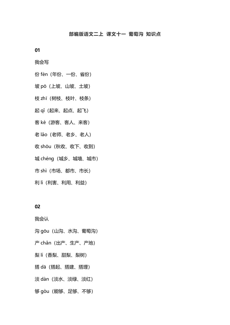 图片[1]-二年级语文上册15二上课文十一葡萄沟知识点（部编）-简单街-jiandanjie.com