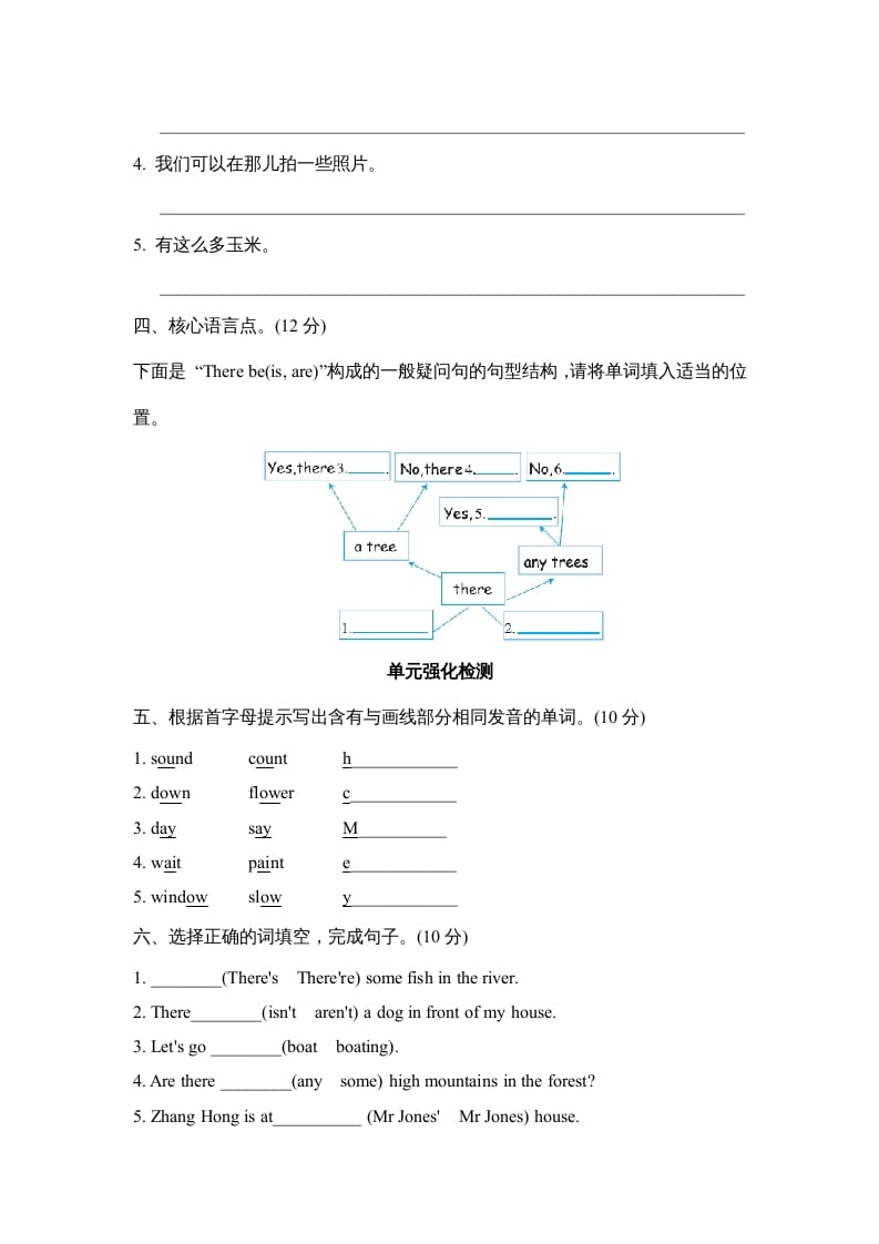 图片[2]-五年级英语上册Unit6单元知识梳理卷本（人教版PEP）-简单街-jiandanjie.com