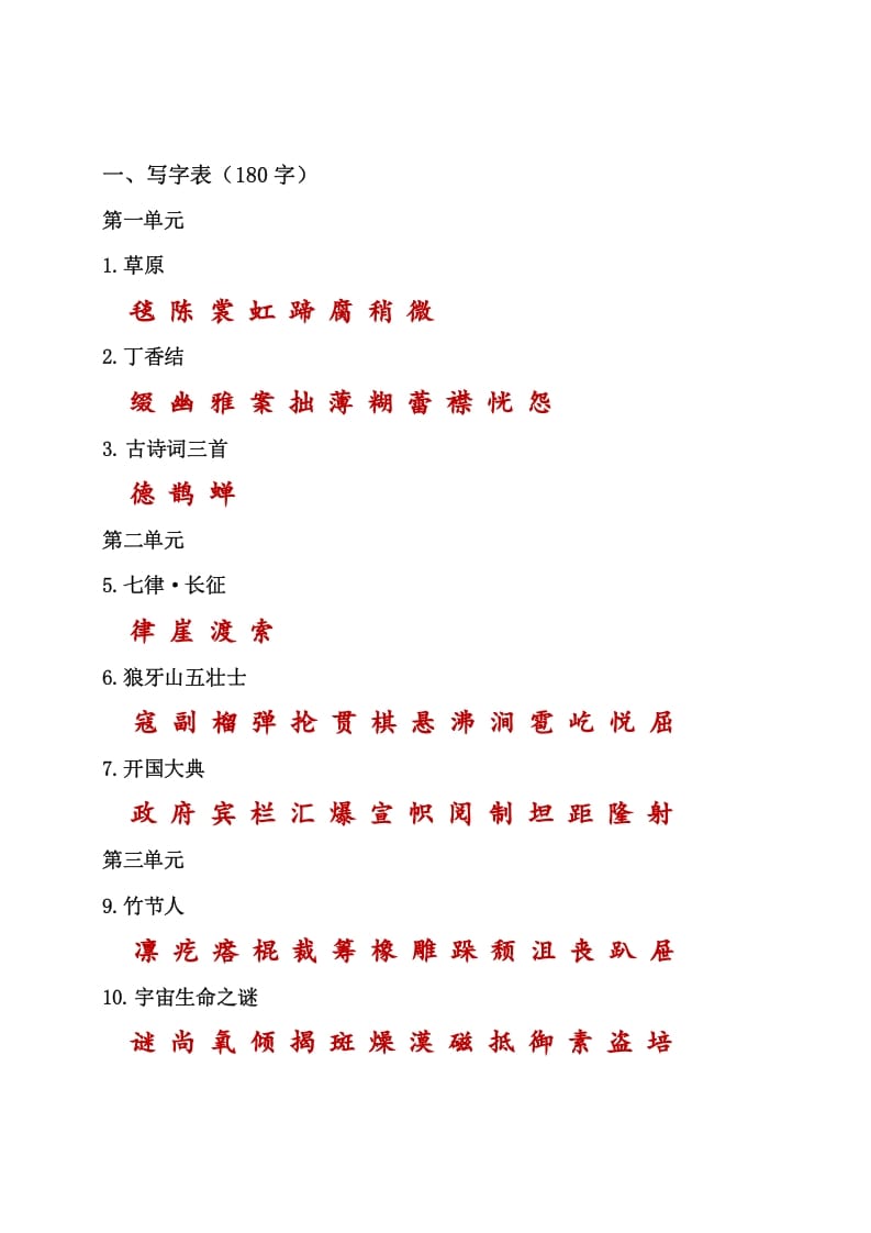 图片[1]-六年级语文上册（）课本内生字词汇总（部编版）-简单街-jiandanjie.com