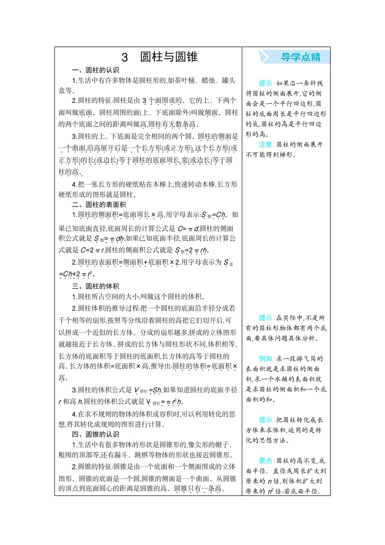 图片[1]-六年级数学下册3圆柱与圆锥-简单街-jiandanjie.com