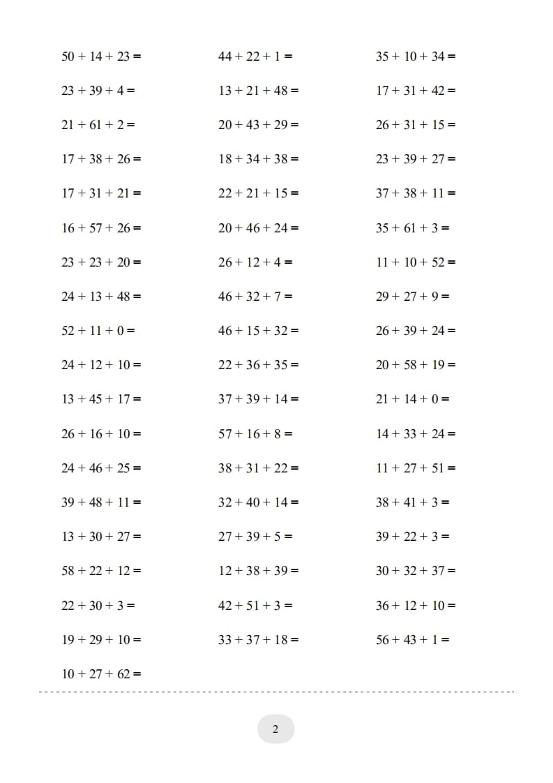 图片[2]-二年级数学上册口算题(连加)1000题（人教版）-简单街-jiandanjie.com