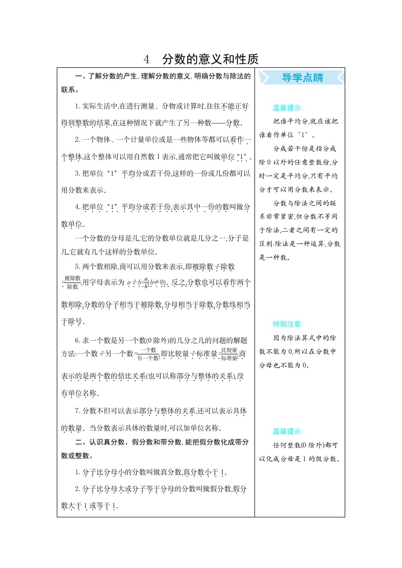 图片[1]-五年级数学下册4分数的意义和性质-简单街-jiandanjie.com