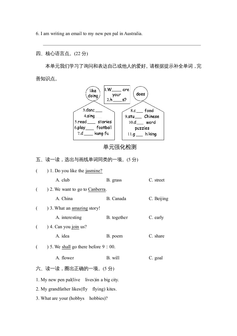 图片[2]-六年级英语上册Unit4单元知识梳理卷（人教版PEP）-简单街-jiandanjie.com