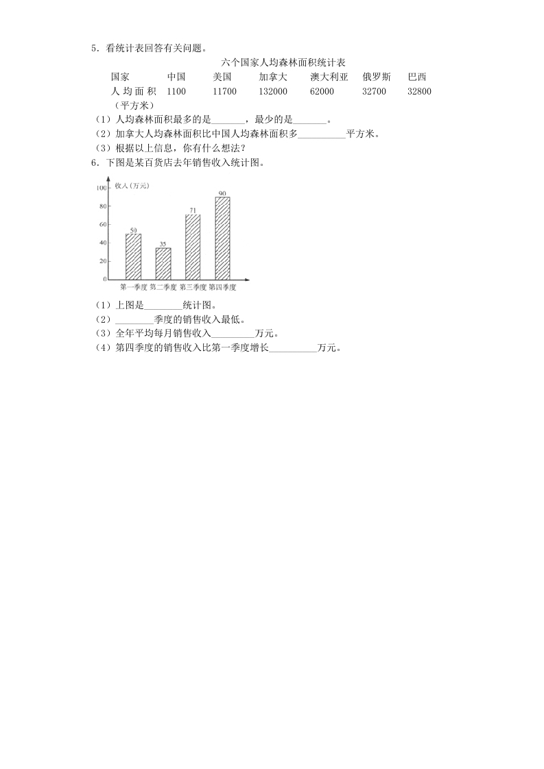 图片[2]-四年级数学上册练习题-统计表和条形统计图-（苏教版）-简单街-jiandanjie.com