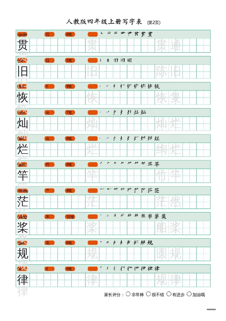 图片[2]-四年级语文上册写字表（20页）PDF-简单街-jiandanjie.com