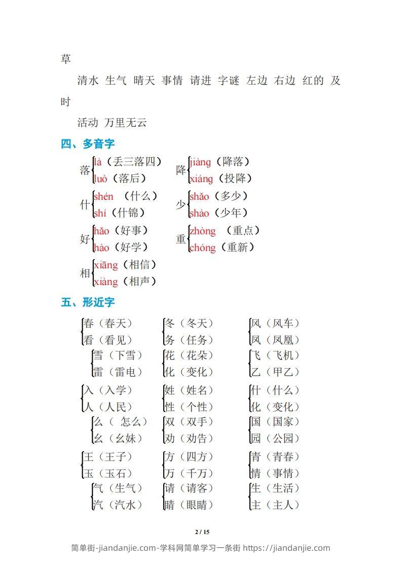 图片[2]-语文一年级下册期中复习知识要点-简单街-jiandanjie.com