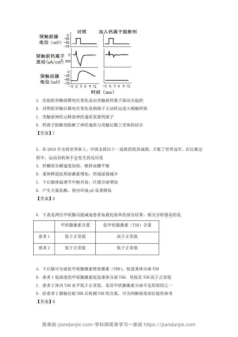 图片[2]-2019-2020年北京市西城区高二生物上学期期末试题及答案(Word版)-简单街-jiandanjie.com