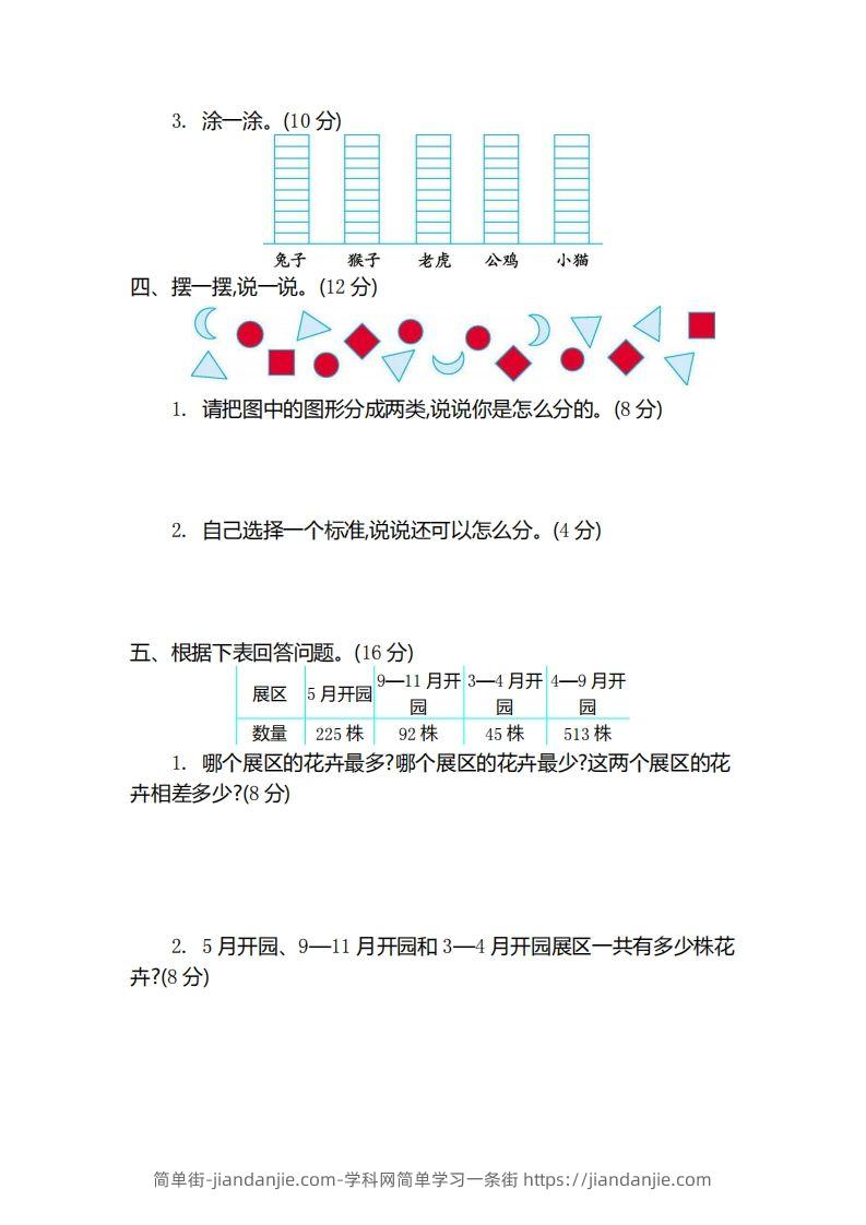 图片[2]-二（下）青岛版数学第九单元检测卷.2（54制）-简单街-jiandanjie.com