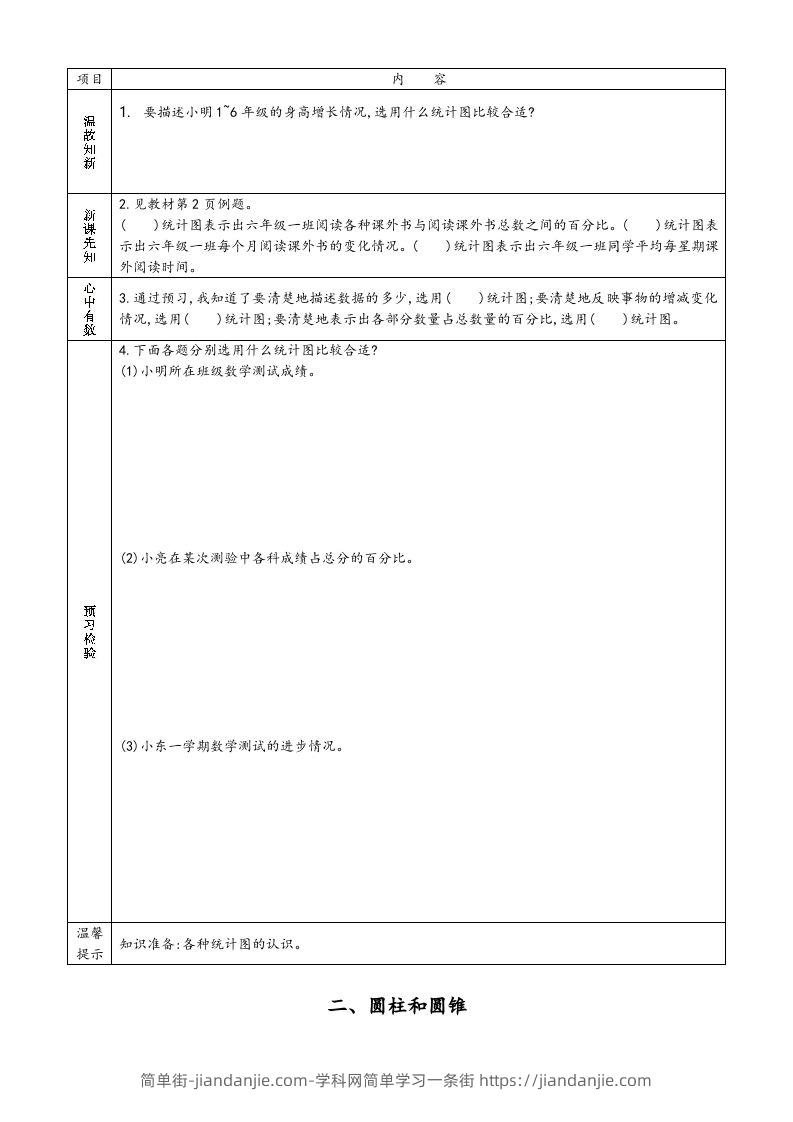 图片[2]-六年级数学下册预习单（苏教版）-简单街-jiandanjie.com