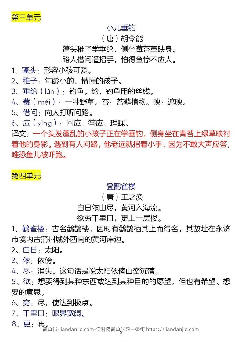 图片[2]-二年级上册语文古诗词及译文名言警句电子资料,