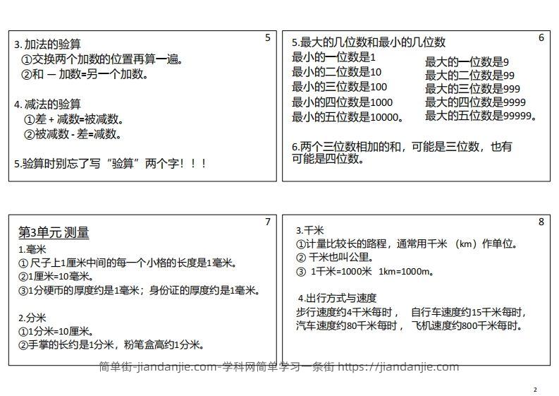 图片[2]-【人教三年级】数学上册必背笔记-简单街-jiandanjie.com