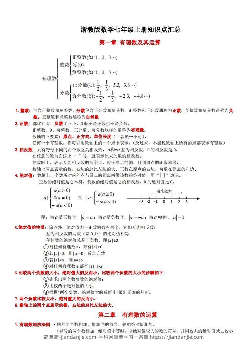 图片[1]-浙教版数学七年级上知识点总结(1)-简单街-jiandanjie.com