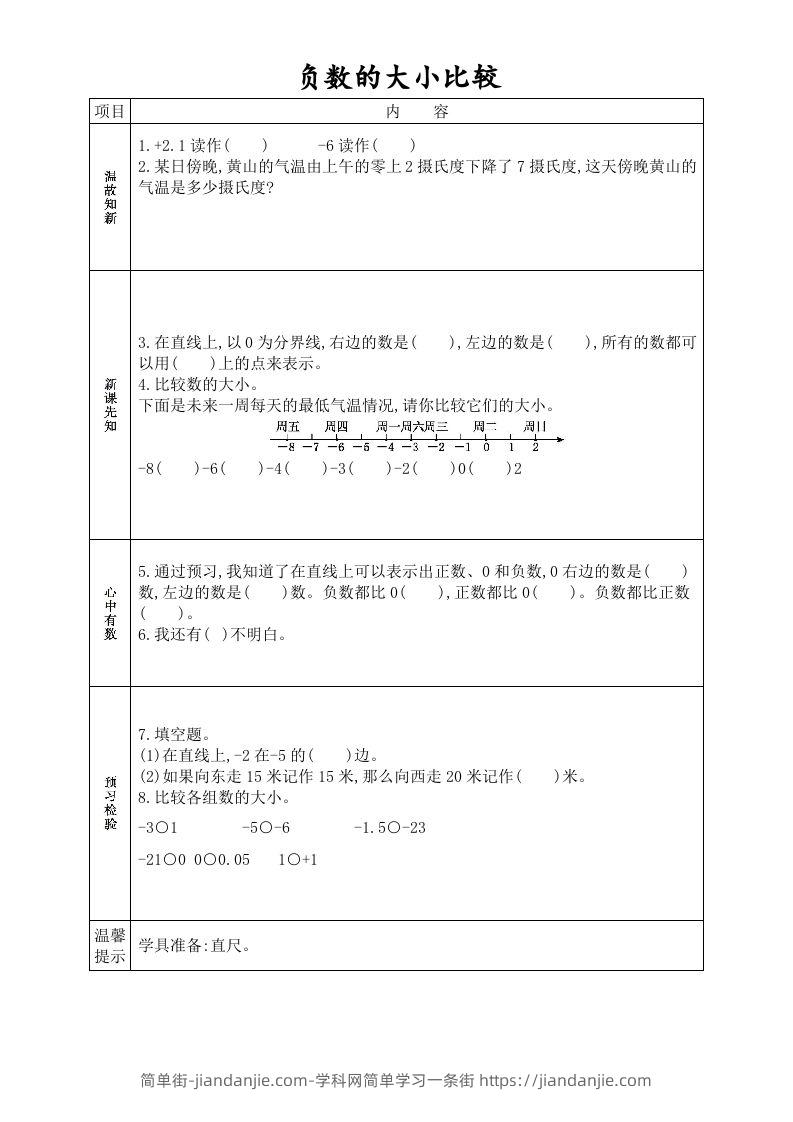 图片[2]-六年级数学下册全册学生课前预习单（人教版）-简单街-jiandanjie.com