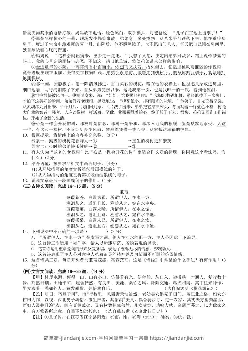 图片[3]-2023-2024学年广西河池市宜州区八年级下学期期中语文试题及答案(Word版)-简单街-jiandanjie.com