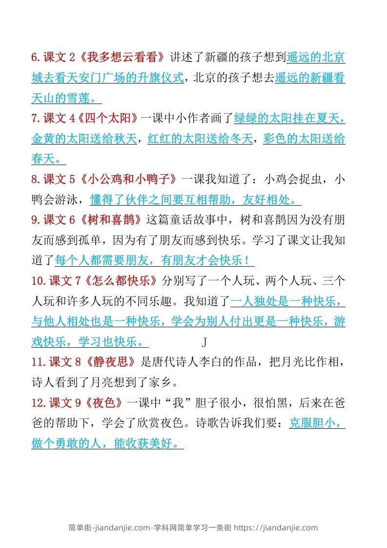 图片[2]-一年级语文下册知识点归纳期末总复习知识-简单街-jiandanjie.com