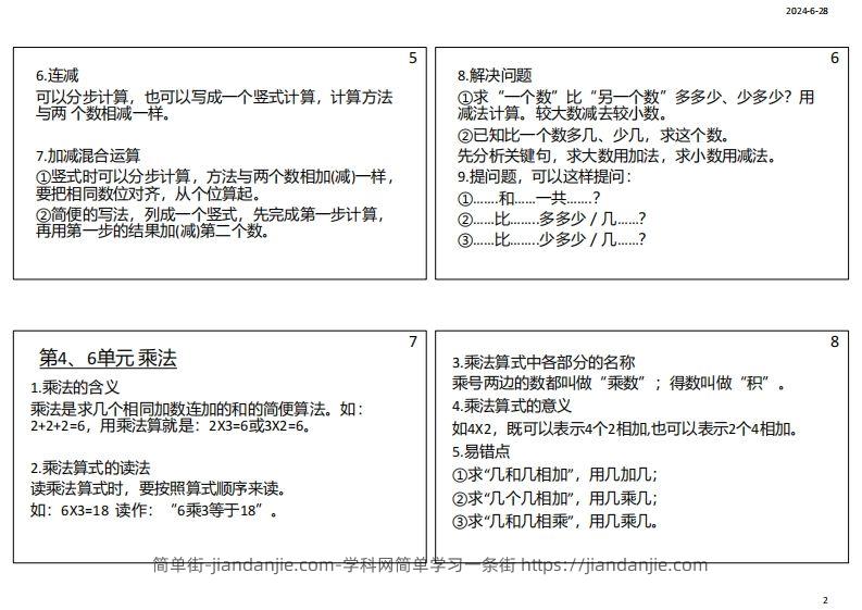 图片[2]-【人教二年级】数学上册必背笔记-简单街-jiandanjie.com