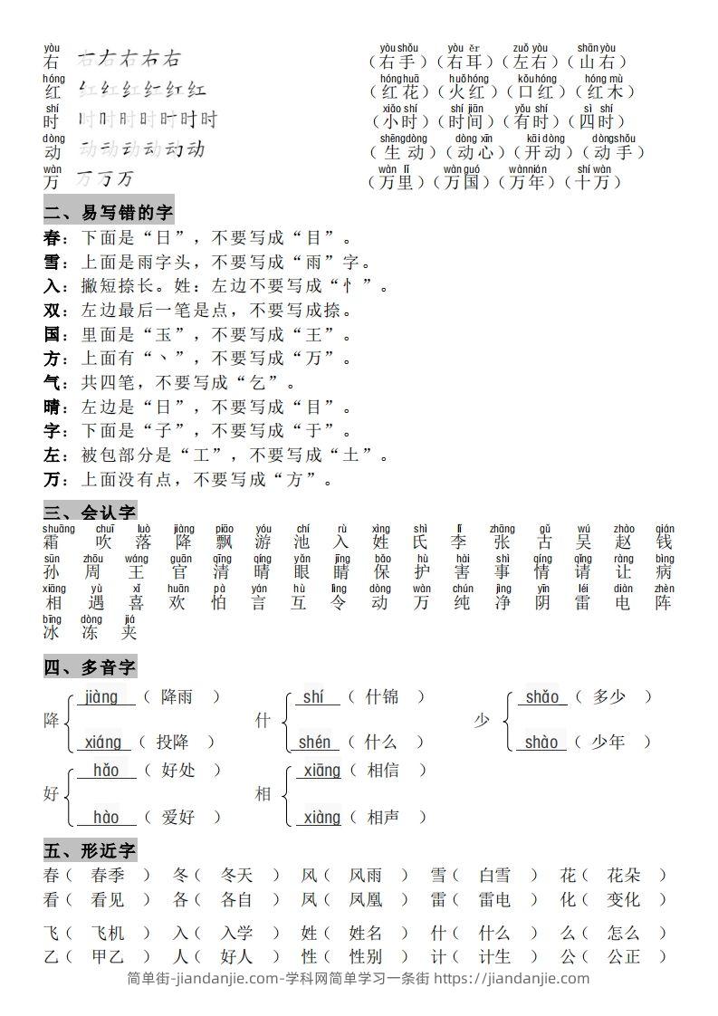 图片[2]-一年级（下册）知识点汇总-简单街-jiandanjie.com