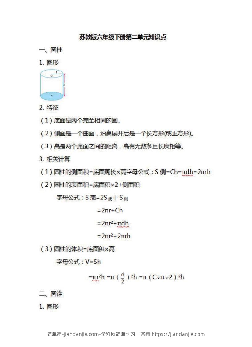 图片[2]-六年级下册数学苏教版知识要点汇总-简单街-jiandanjie.com