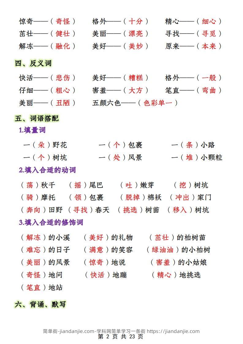 图片[2]-二年级下册1-4单元语文期中必考知识大盘点（23页）-简单街-jiandanjie.com