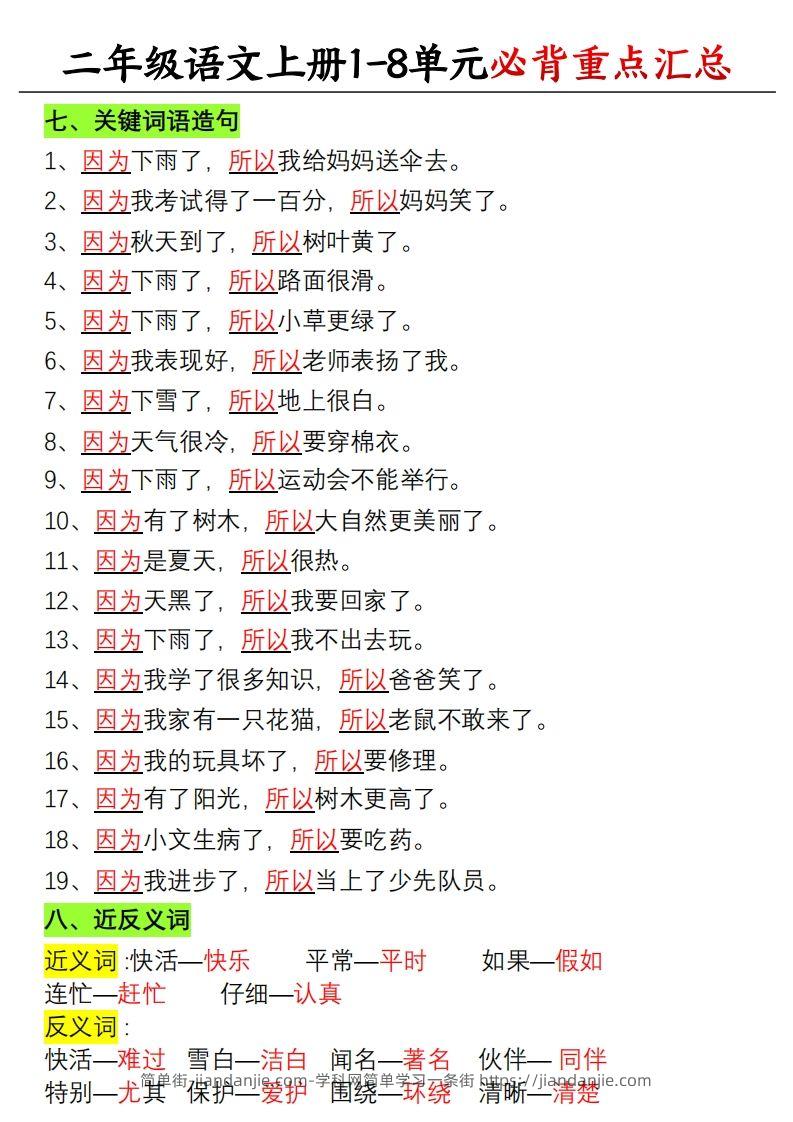 图片[3]-【单元必备重点知识汇总】二上语文-简单街-jiandanjie.com