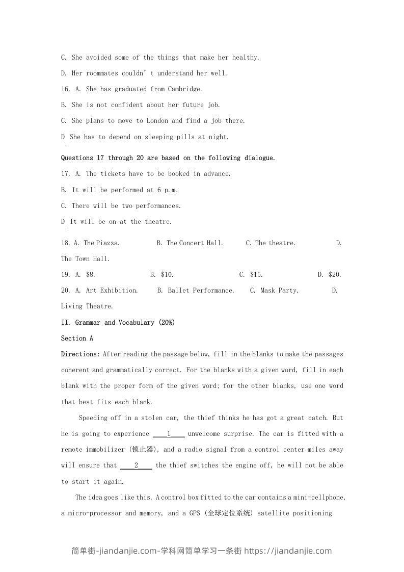 图片[3]-2021-2022学年上海市金山区高三上学期期中英语试题及答案(Word版)-简单街-jiandanjie.com