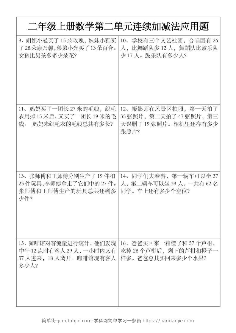 图片[2]-二上数学【第二单元】连续加减法应用题-简单街-jiandanjie.com