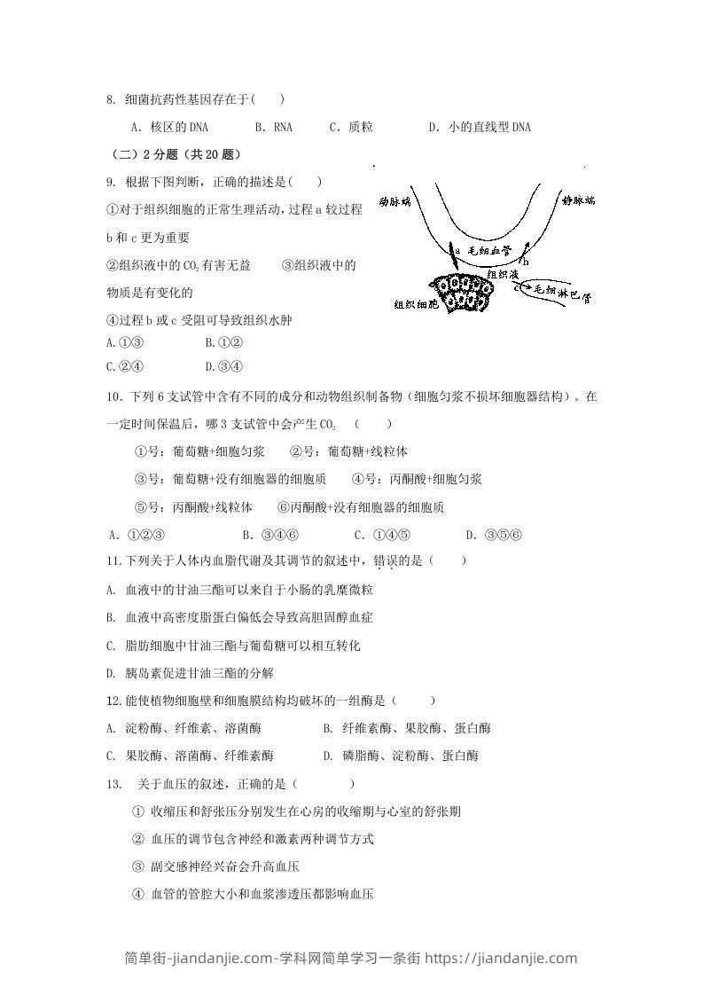 图片[2]-2010年上海高三部分重点中学二次联考生物真题及答案(Word版)-简单街-jiandanjie.com