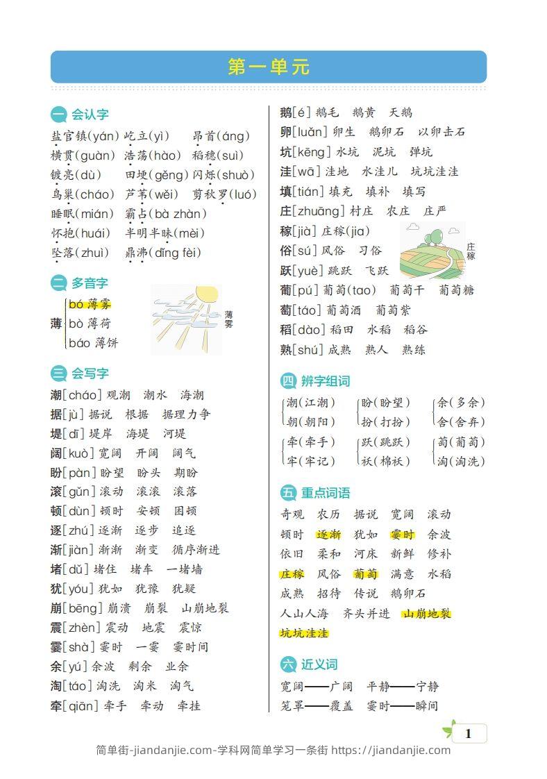 四（上）语文期末（核心考点梳理）-简单街-jiandanjie.com